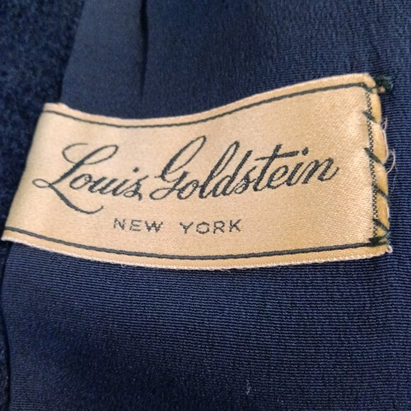 Vintage Louis Goldstein 1950s Wool Coat Navy Open Front Modern Size M to L - Picture 7 of 12